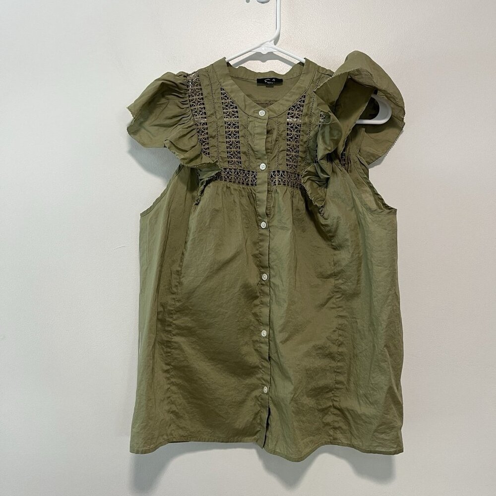 Rails Louella Canteen Green Button Front Blouse S… - image 2